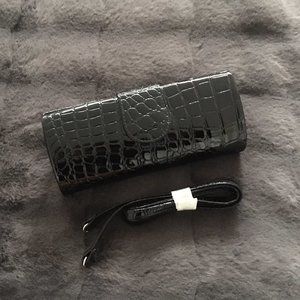Nine West Black Reptile Print Purse or Clutch with Removable Strap - NWOT